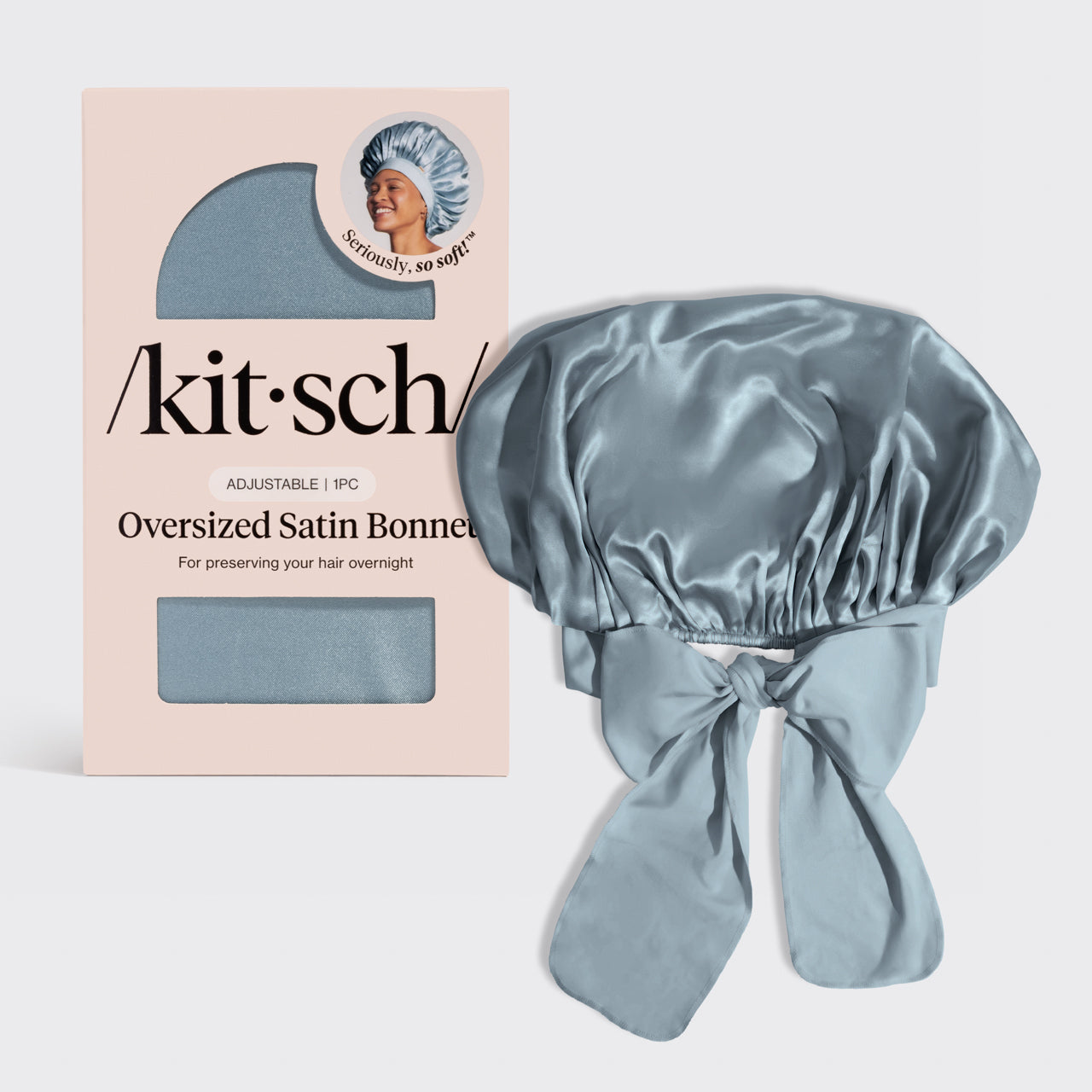 Haze Blue Oversized Satin Bonnet