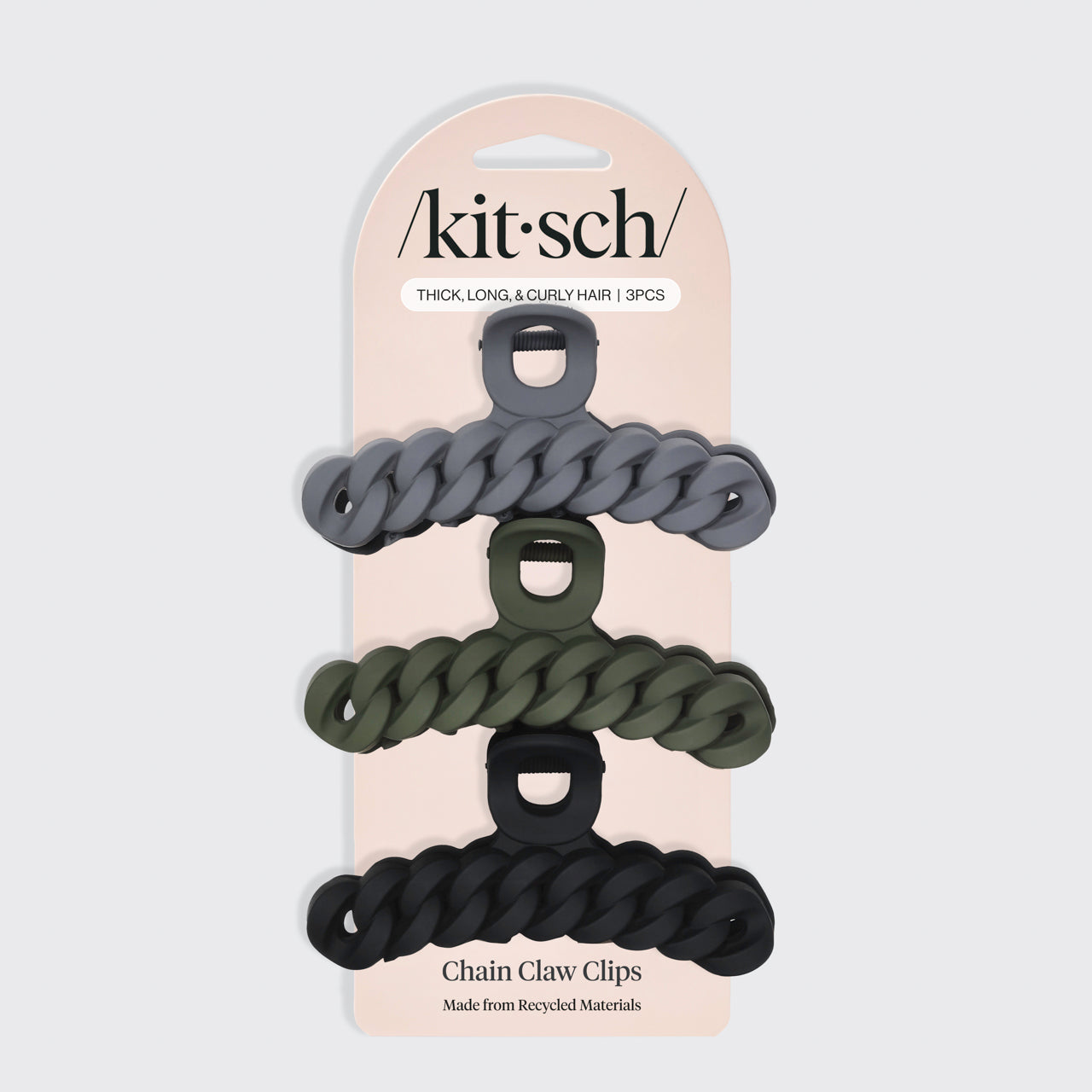 Black &amp; Moss Chain Claw Clips 3pc Set
