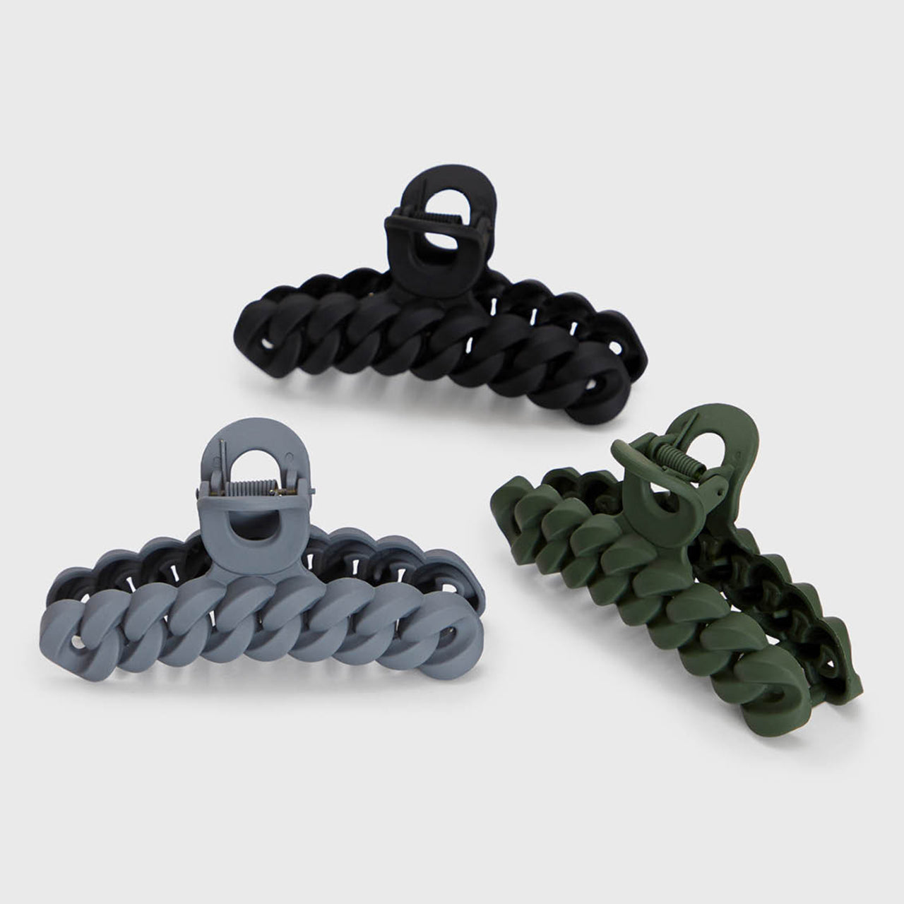 Black &amp; Moss Chain Claw Clips 3pc Set