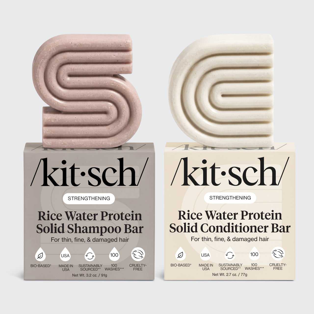 Rice Water Shampoo &amp; Conditioner Bar Combo for Hair Growth