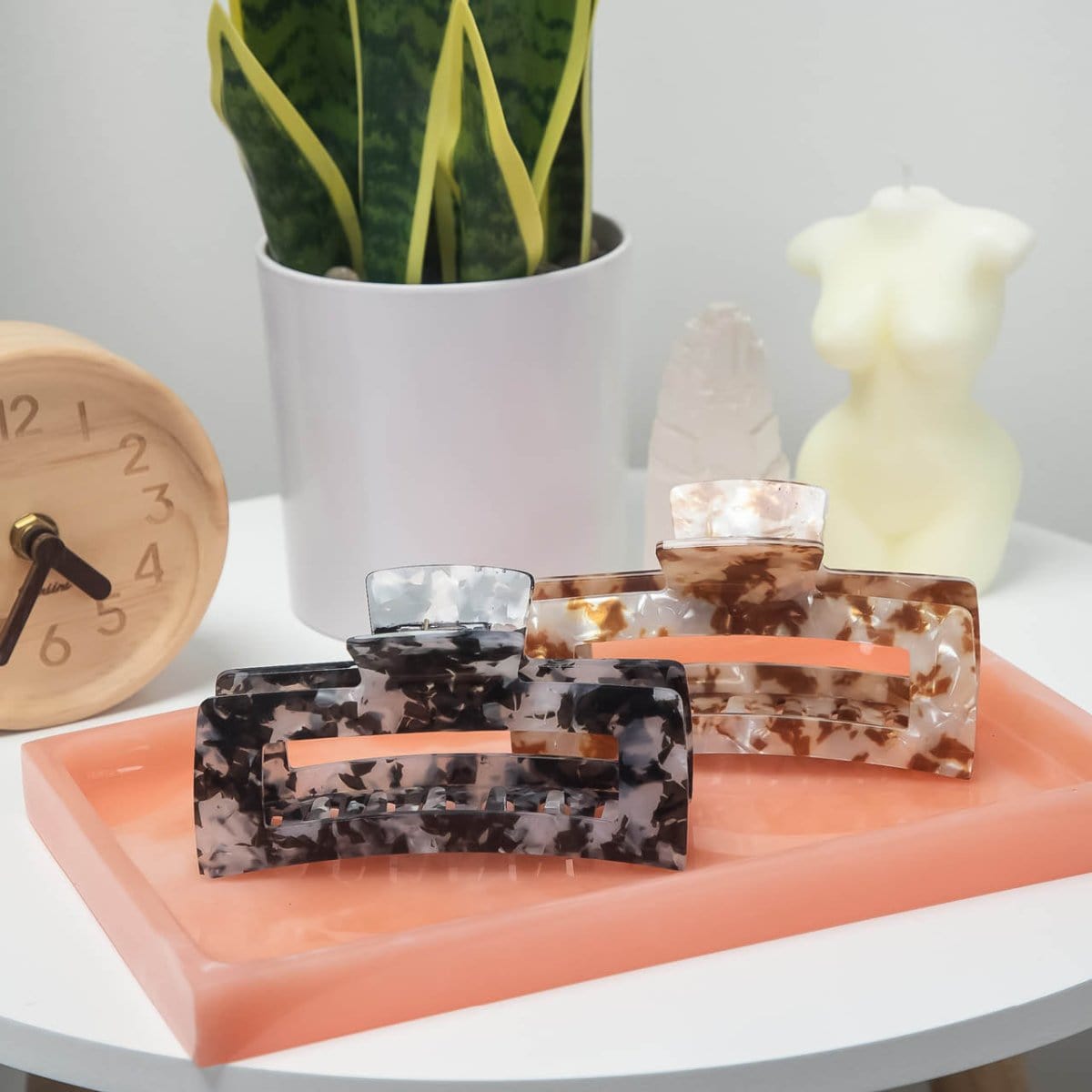 Black Marble Jumbo Claw Clip