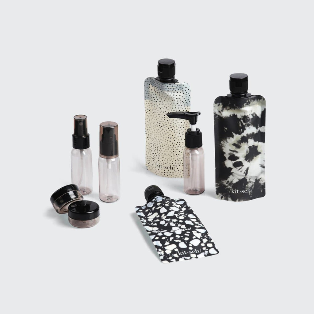 Black &amp; Ivory Travel Bottles for Toiletries 11pc Set